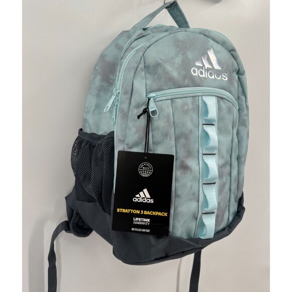 adidas Stratton II Backpack in Light Blue/Gray Large School Bag Fits 17" Laptop - Picture 2 of 13